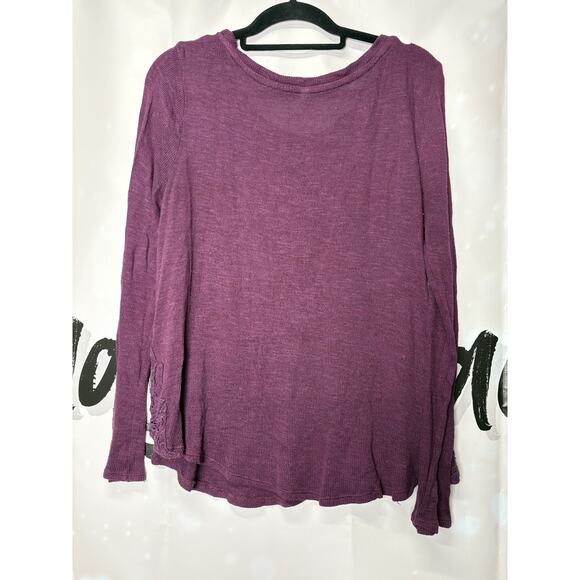 Vintage Y2K Mudd XL Long Sleeve Lace‎ Cutout Thin Sweater Purple Gorp Casual - Picture 5 of 7